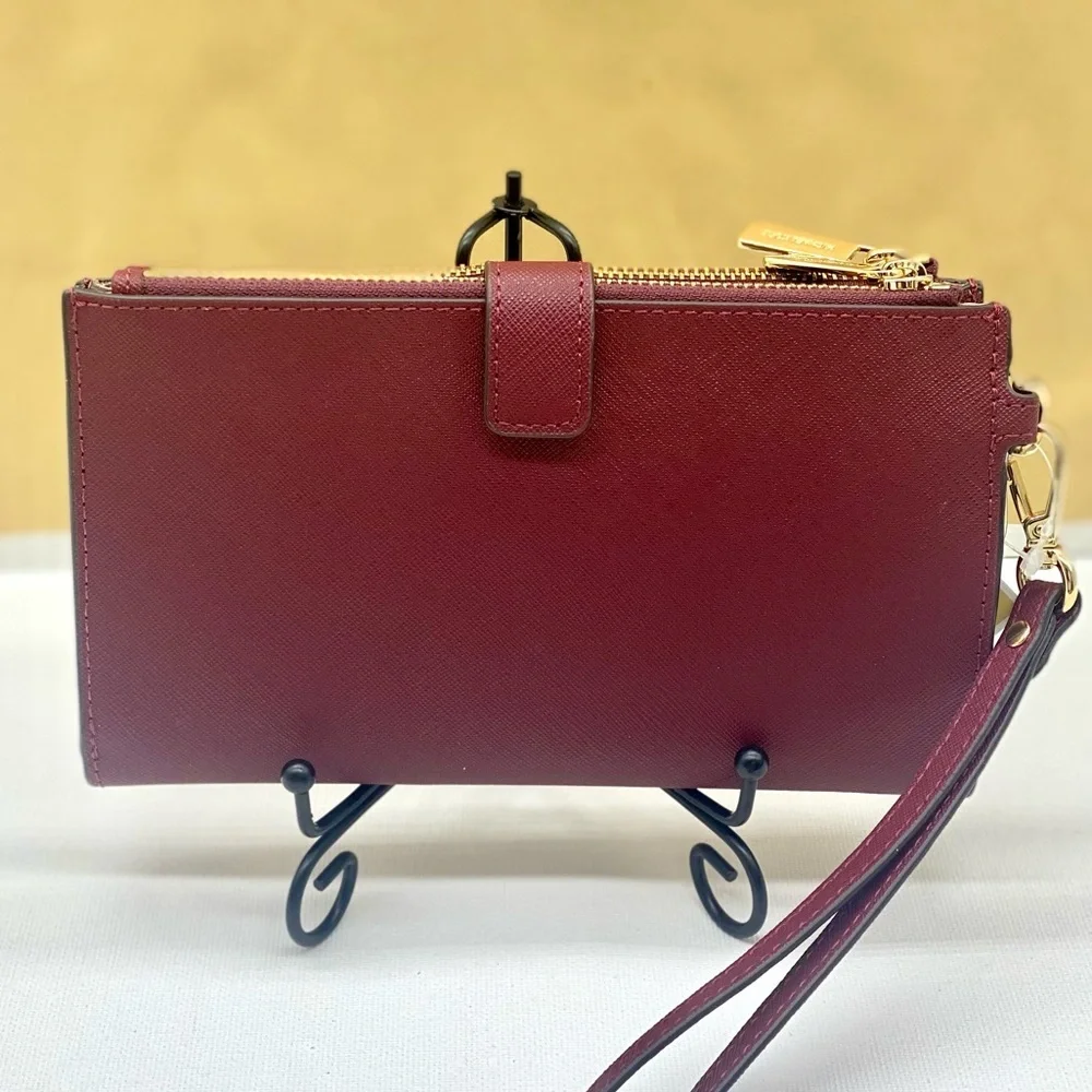 Michael Kors DoubleZip Wallet Wristlet Phone Case Dark Cherry